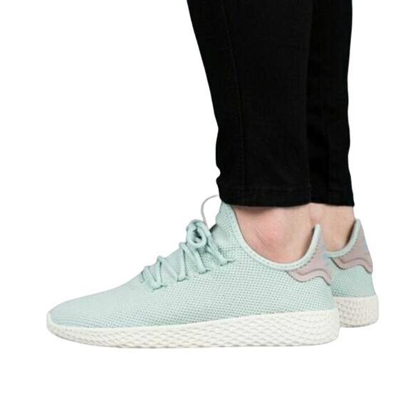 Adidas Tennis Hu Pharrell Williams Knit Sneakers Green Grey WOMEN US 9 / UK 7.5 - Picture 1 of 15